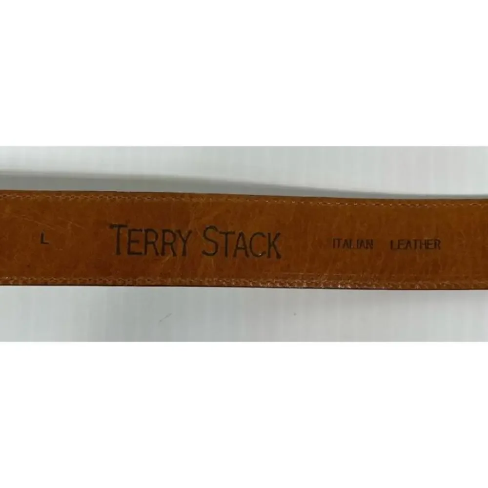 Terry Stack Snakeskin Embossed Italian Leather Butterfly Tiger Eye Buckle Large‎